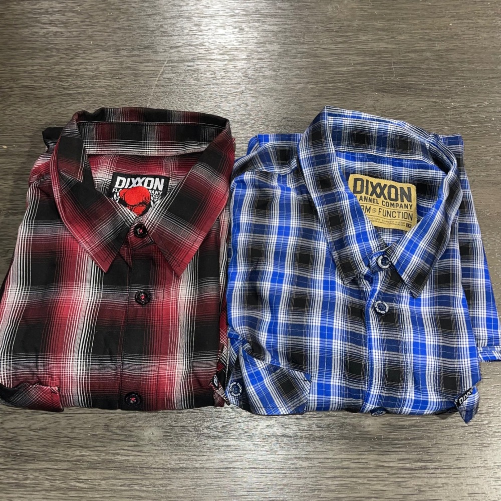 Dixxon Mens 2XL Multicolor Short Sleeve Bamboo Blend Plaid Button Down Shirt Lot
